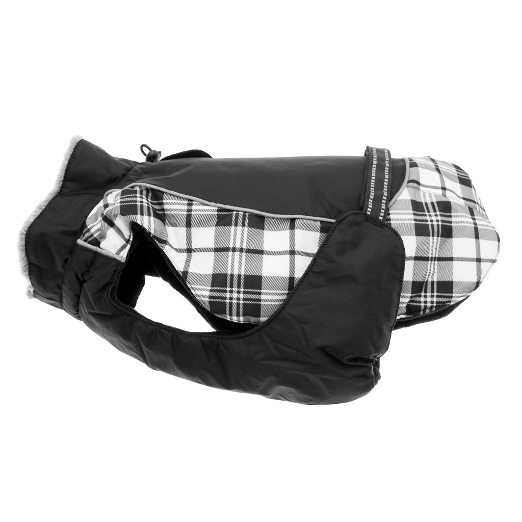 BLACK & WHITE PLAID ALPINE ALL WEATHER DOG COAT, Coats - Bones Bizzness