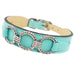 ATHENA IN TURQUOISE & NICKEL DOG COLLAR, Collars - Bones Bizzness