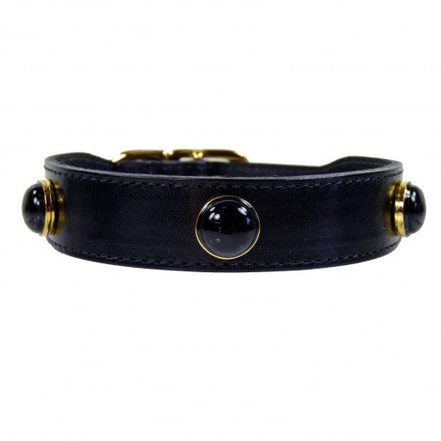 AU NATURALE IN JET BLACK & BLACK ONYX DOG COLLAR