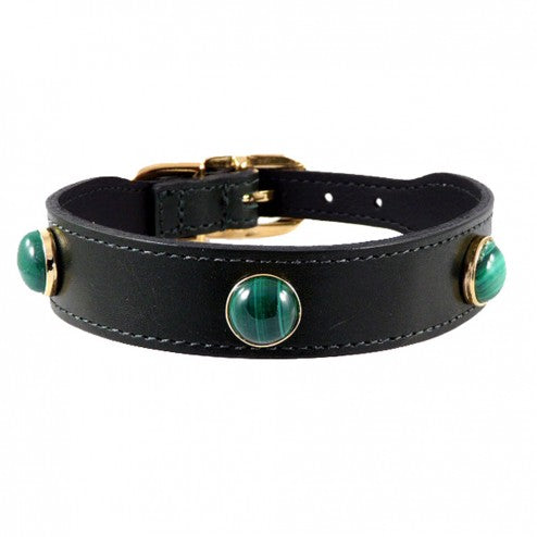 AU NATURALE IN HUNTER GREEN DOG COLLAR