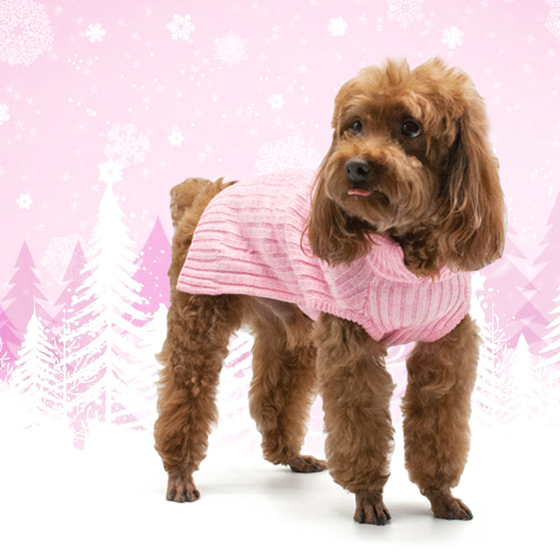 PP BASIC TURTLENECK PINK DOG SWEATER