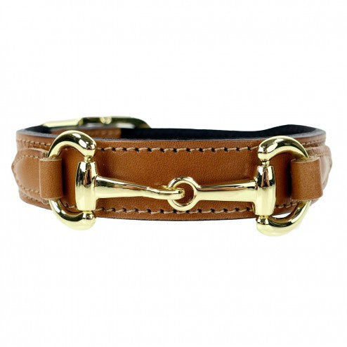 BELMONT IN BUCKSKIN & GOLD DOG COLLAR, Collars - Bones Bizzness