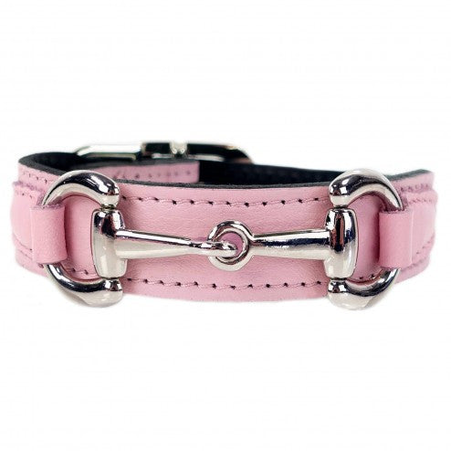 BELMONT IN SWEET PINK & NICKEL DOG COLLAR, Collars - Bones Bizzness