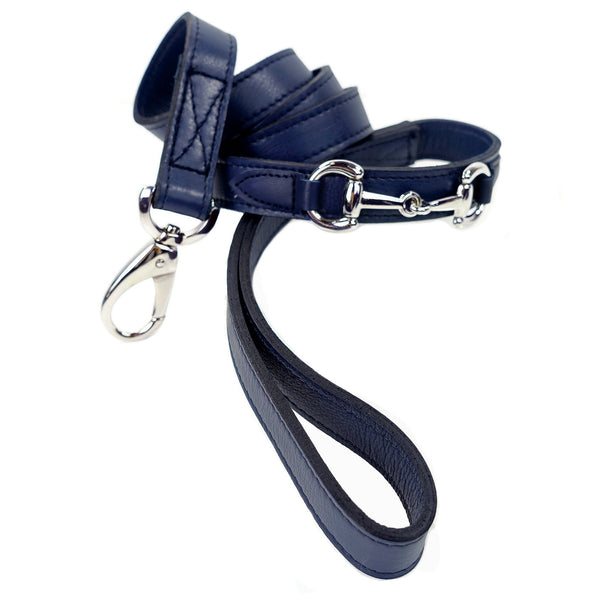 BELMONT DOG LEAD IN FRENCH NAVY & NICKEL, Leash - Bones Bizzness