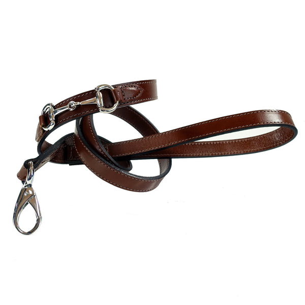 BELMONT DOG LEAD IN RICH BROWN & NICKEL, Leash - Bones Bizzness