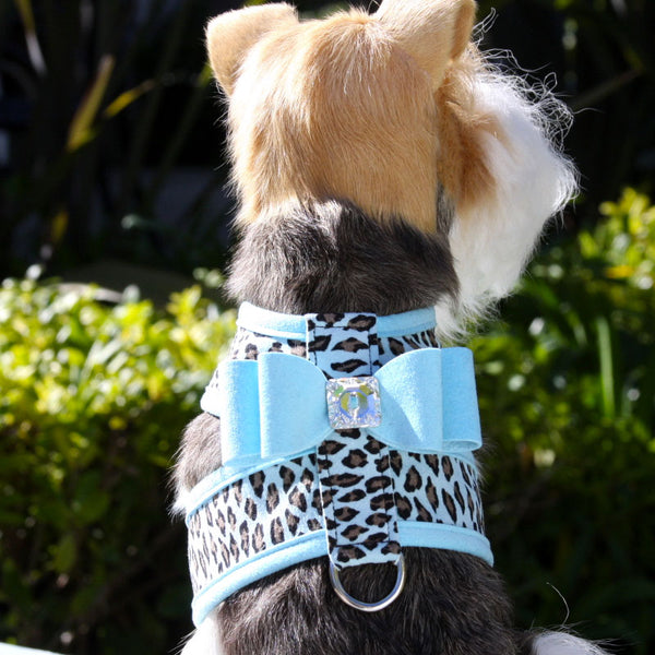 TIFFI BLUE & TIFFI CHEETAH BIG BOW CRYSTAL TWO-TONE DOG HARNESS, Harness - Bones Bizzness