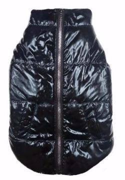 METALLIC PUFFER DOG COAT BLACK, Coats - Bones Bizzness