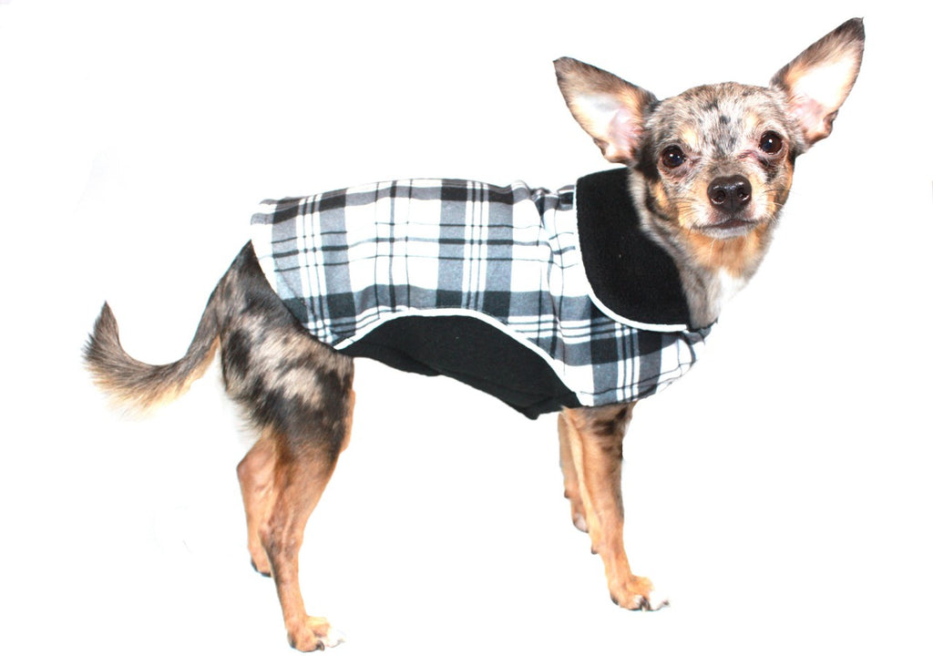 REVERSIBLE BLACK PLAID POLAR FLEECE WRAP COAT, Coats - Bones Bizzness