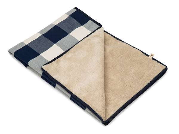 NAVY BUFFALO CHECK LUXURY DOG BLANKET, Blanket - Bones Bizzness