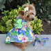 BLUE LAGOON HAWAIIAN HIBISCUS DOG DRESS WITH MATCHING LEASH, Dress - Bones Bizzness