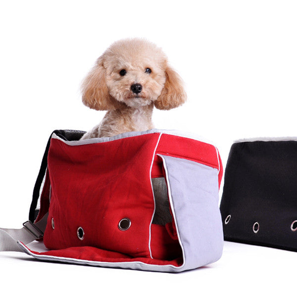 RED BOXY MESSENGER DOG CARRIER BAG, Carriers - Bones Bizzness