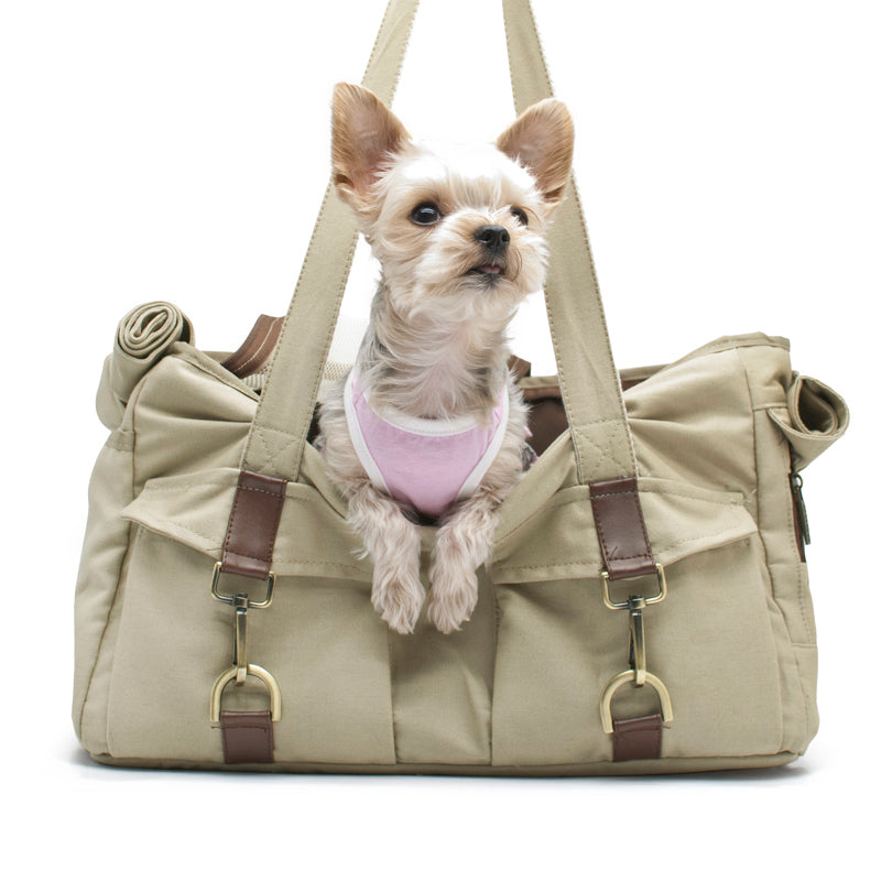 BEIGE BUCKLE TOTE BB DOG CARRIER, Carriers - Bones Bizzness