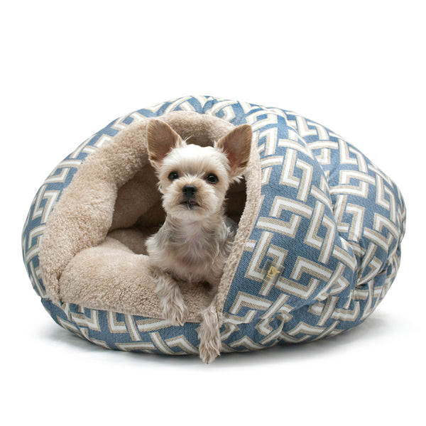 BLUE GEOMETRIC ELEPHANT BURGER DOG BED, Beds - Bones Bizzness