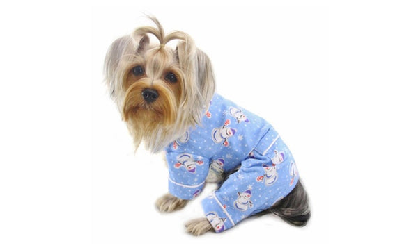 SNOWMAN & SNOWFLAKES FLANNEL DOG PJ'S W/ POCKETS, PAJAMAS - Bones Bizzness