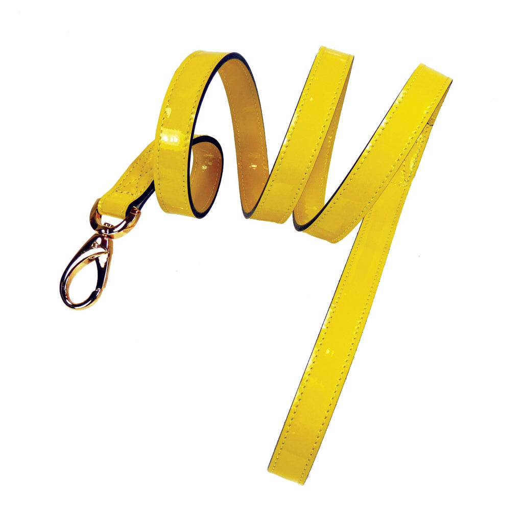 HAMILTON COLLECTION DOG LEAD IN CANARY YELLOW PATENT & GOLD, Leash - Bones Bizzness