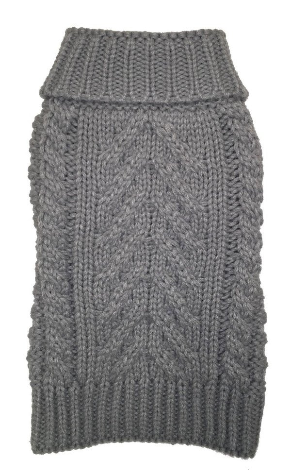 GREY SUPER CHUNKY HEATHER DOG SWEATER, Sweaters - Bones Bizzness