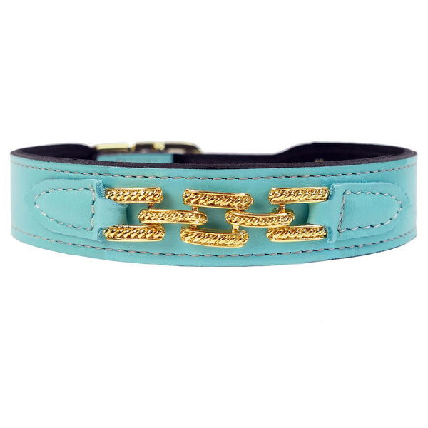 COLONY CLUB IN SOFT TURQUOISE DOG COLLAR, Collars - Bones Bizzness