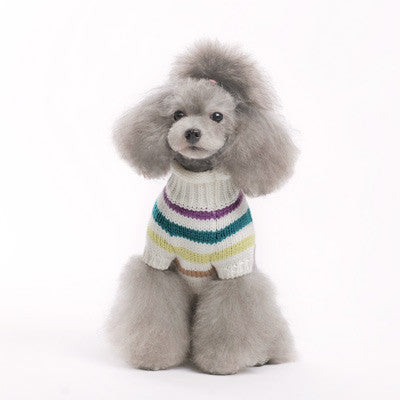COLORFUL STRIPE DOG SWEATER BLUE, Sweaters - Bones Bizzness