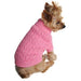 CANDY PINK COMBED COTTON CABLE KNIT DOG SWEATER