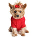 FIERY RED COMBED COTTON CABLE KNIT DOG SWEATER