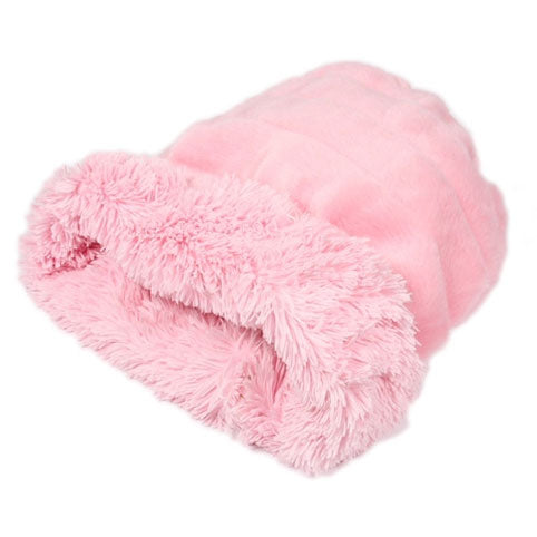 PINK MINK SHAG CUDDLE CUP DOG BED, Beds - Bones Bizzness