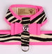 ZEBRA & PERFECT PINK BIG BOW CRYSTAL TWO-TONE DOG HARNESS, Harness - Bones Bizzness