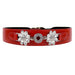 DAISY IN FERRARI RED & NICKEL DOG COLLAR, Collars - Bones Bizzness