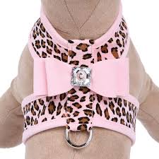 PINK CHEETAH & PUPPY PINK BIG BOW TINKIE TWO TONE DOG HARNESS, Harness - Bones Bizzness