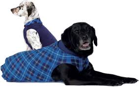 BLUE PLAID/NAVY DULUTH DOUBLE FLEECE DOG SWEATER, Sweaters - Bones Bizzness