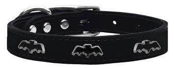 BAT WIDGET GENUINE LEATHER DOG COLLAR