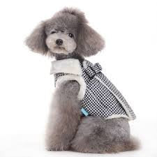 BLACK HOUNDSTOOTH FURRY HARNESS VEST, Coats - Bones Bizzness