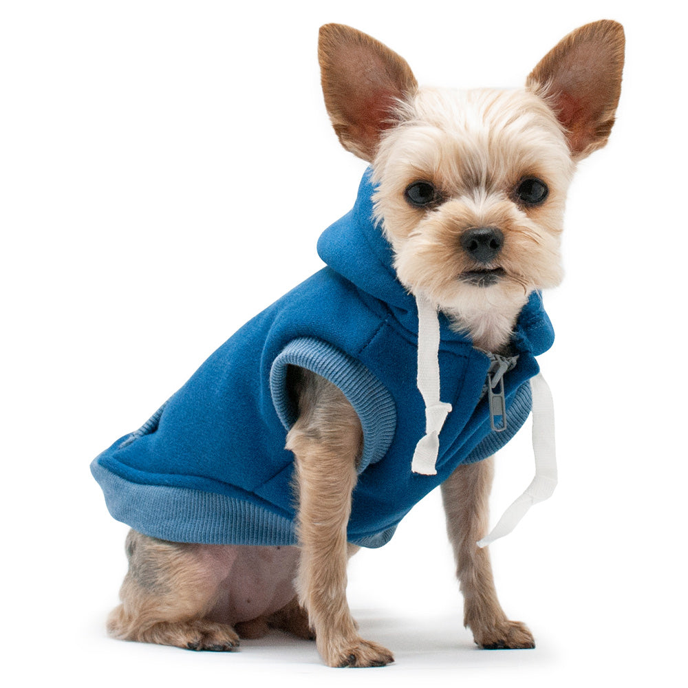 DRAWSTRING DOG HOODIE - BLUE