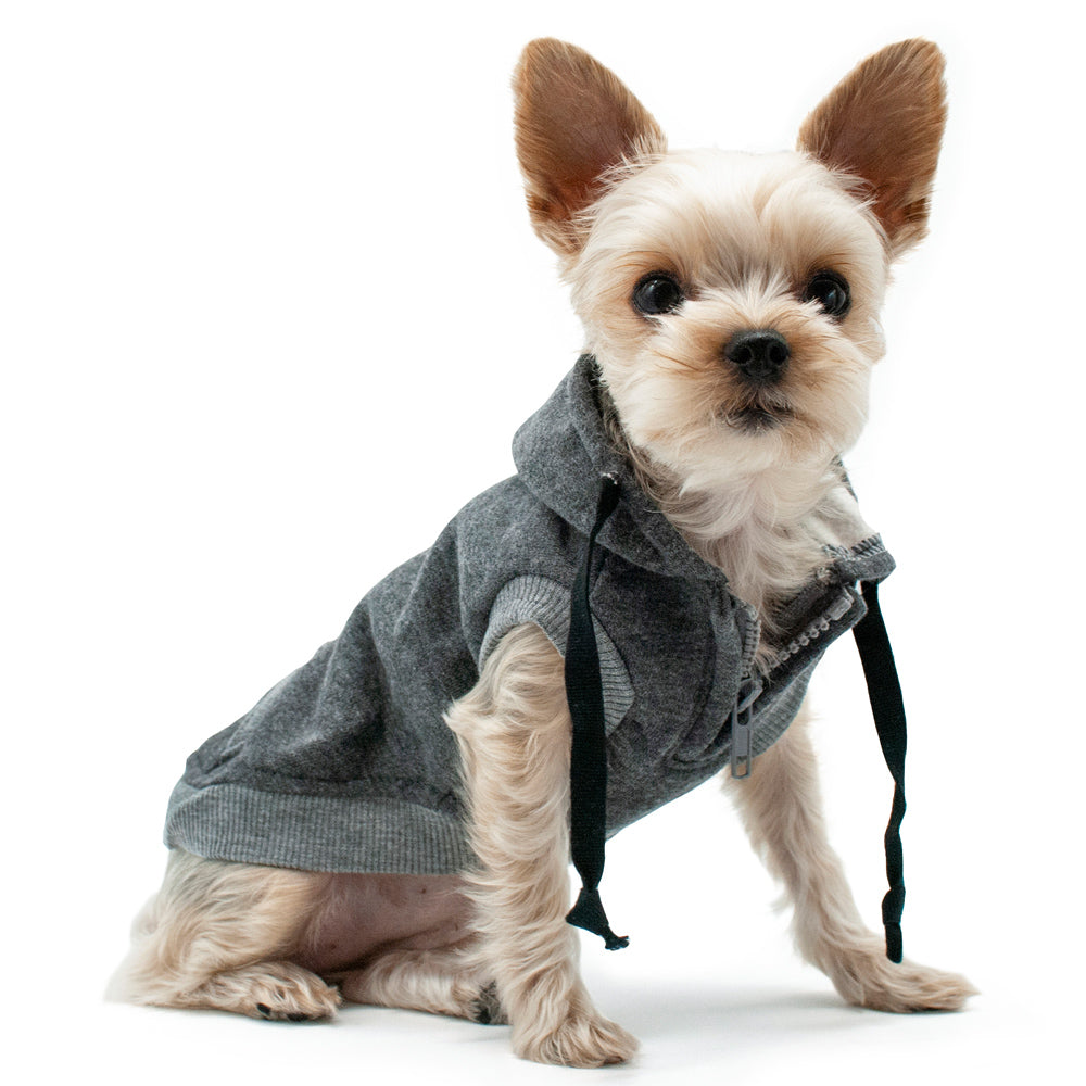 DRAWSTRING DOG HOODIE - GREY, Sweaters - Bones Bizzness