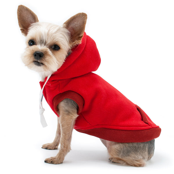 DRAWSTRING DOG HOODIE - RED