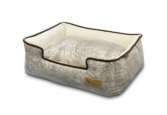 SAVANNAH LOUNGE DOG BED - ASH GRAY/CHOCOLATE, Beds - Bones Bizzness