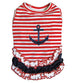 CUTE STRIPY SAILOR DOG SHIRT W/ RUFFLES, Shirts Tanks & Tees - Bones Bizzness