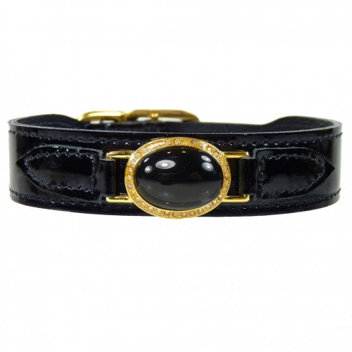 ESTATE IN BLACK PATENT DOG COLLAR