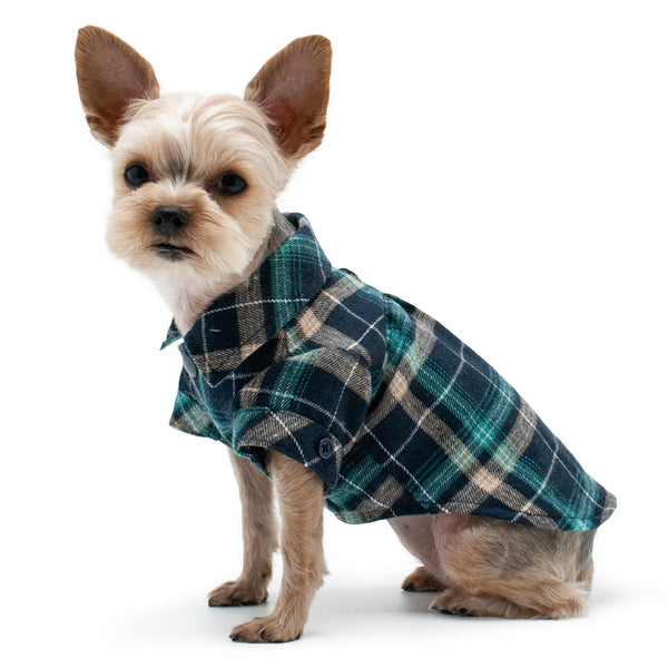 BLUE FLANNEL BUTTON DOWN DOG SHIRT