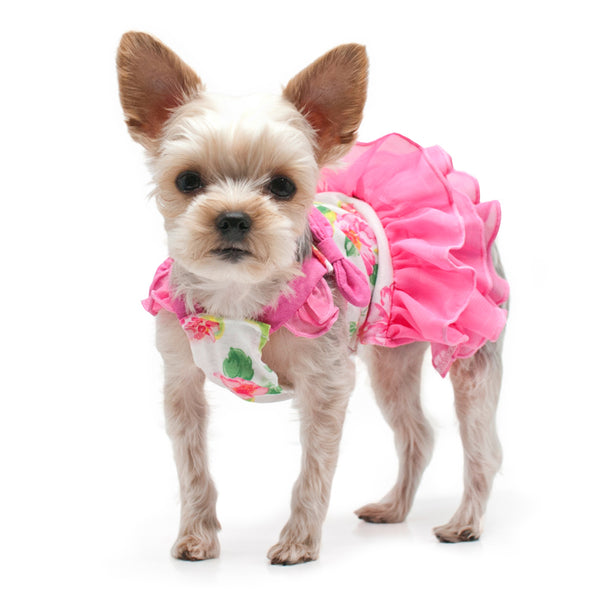 PINK FLORAL FLOUNCE DOG DRESS, Dress - Bones Bizzness