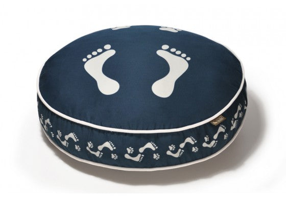 FOOTPRINTS DOG BED - STEEL BLUE/PEARL, Beds - Bones Bizzness