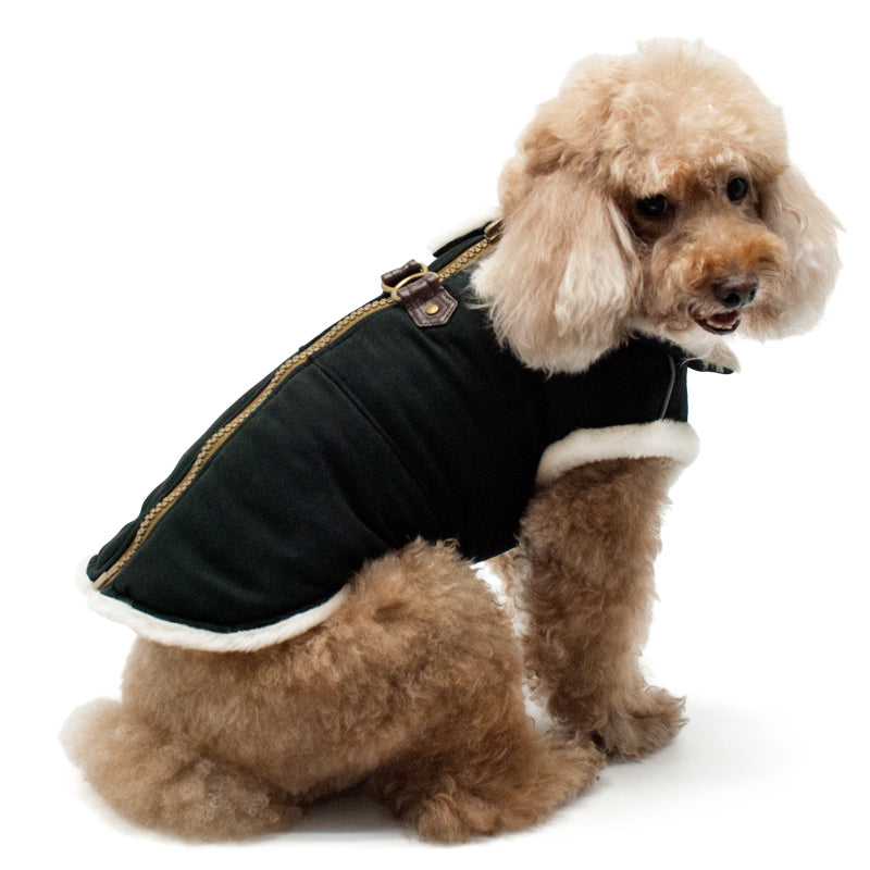 BLACK FURRY RUNNER DOG COAT, Coats - Bones Bizzness