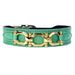 GEORGIA ROSE IN KELLY GREEN & GOLD DOG COLLAR, Collars - Bones Bizzness