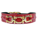 GEORGIA ROSE IN RED PATENT & GOLD DOG COLLAR, Collars - Bones Bizzness