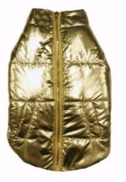 METALLIC PUFFER DOG COAT GOLD, Coats - Bones Bizzness