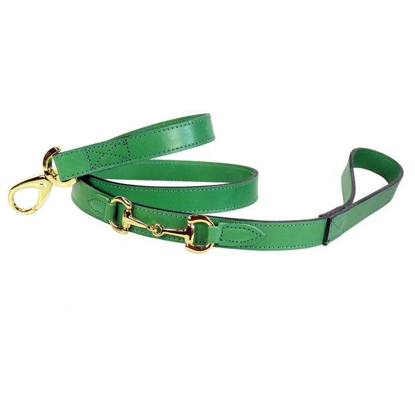 BELMONT DOG LEAD IN KELLY GREEN & GOLD, Leash - Bones Bizzness