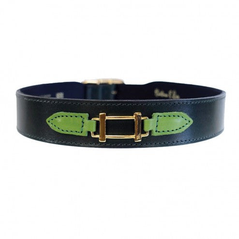 HAMILTON COLLECTION IN IVY GREEN, LIME GREEN & GOLD DOG COLLAR, Collars - Bones Bizzness