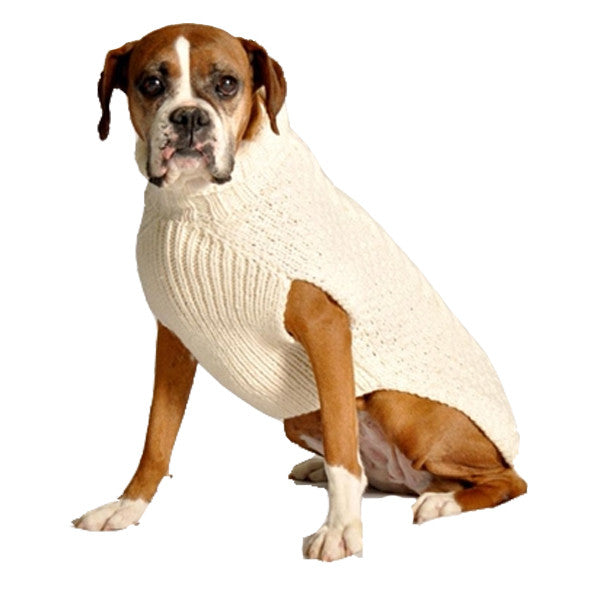 NATURAL CABLE WOOL DOG SWEATER - Bones Bizzness