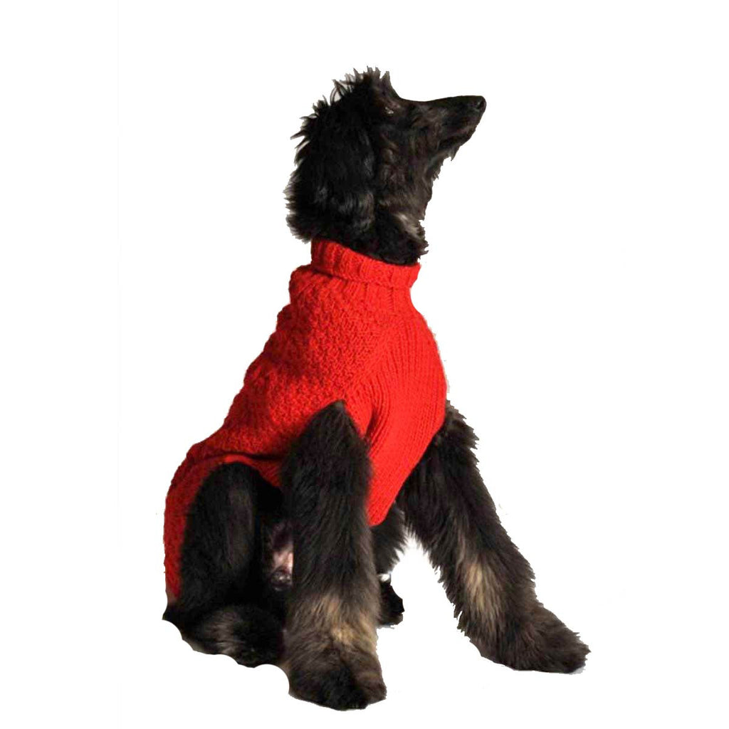 RED CABLE KNIT DOG SWEATER - Bones Bizzness