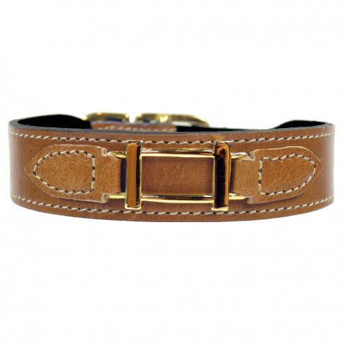 HAMILTON COLLECTION IN NATURAL & GOLD DOG COLLAR, Collars - Bones Bizzness