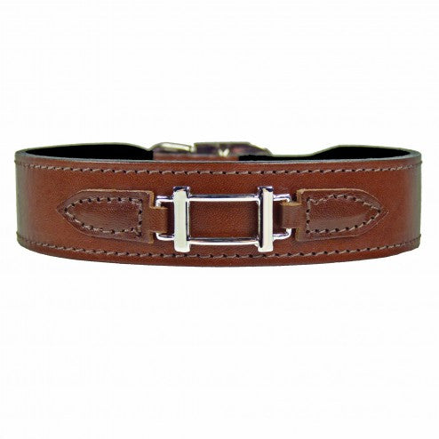 HAMILTON COLLECTION IN RICH BROWN & NICKEL DOG COLLAR, Collars - Bones Bizzness